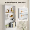 Karl Home White Display Cabinet 3 Tier Glass Shelves with 2 Doors Double Z Modeling LED Light Strip - 4 of 4