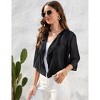 Womens Cardigan Open Front 3/4 Sleeve Lapel Collar Shrugs Lightweight Cardigan,Black - S - 3 of 4