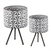 SKRAN Indoor Outdoor Metal Planter Pot Set 2 Round Galvanized  with Drainage Holes Plant Pots for Garden, Patio, Grey - 3 of 4
