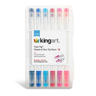 KINGART Twin-Tip Chisel & Fine Markers 12 Colors