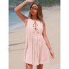 EXLURA Women's Summer Spring Pleated Tie Front Mini Dress Casual Beach Sundress 2025 Vacation Bow Sleeveless Loose Dresses - 4 of 4