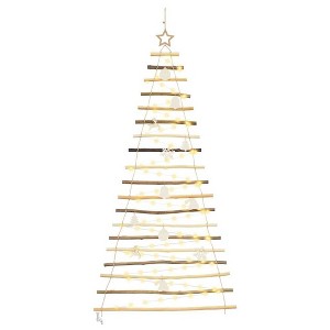 vidaXL Christmas Tree with 100 LEDs Natural 70.9" Solid Ash wood - 1 of 4