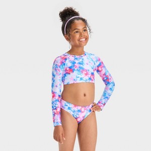 Girls' Americana Tie-Dye Rash Guard Bikini Set - Cat & Jack™ - 1 of 3