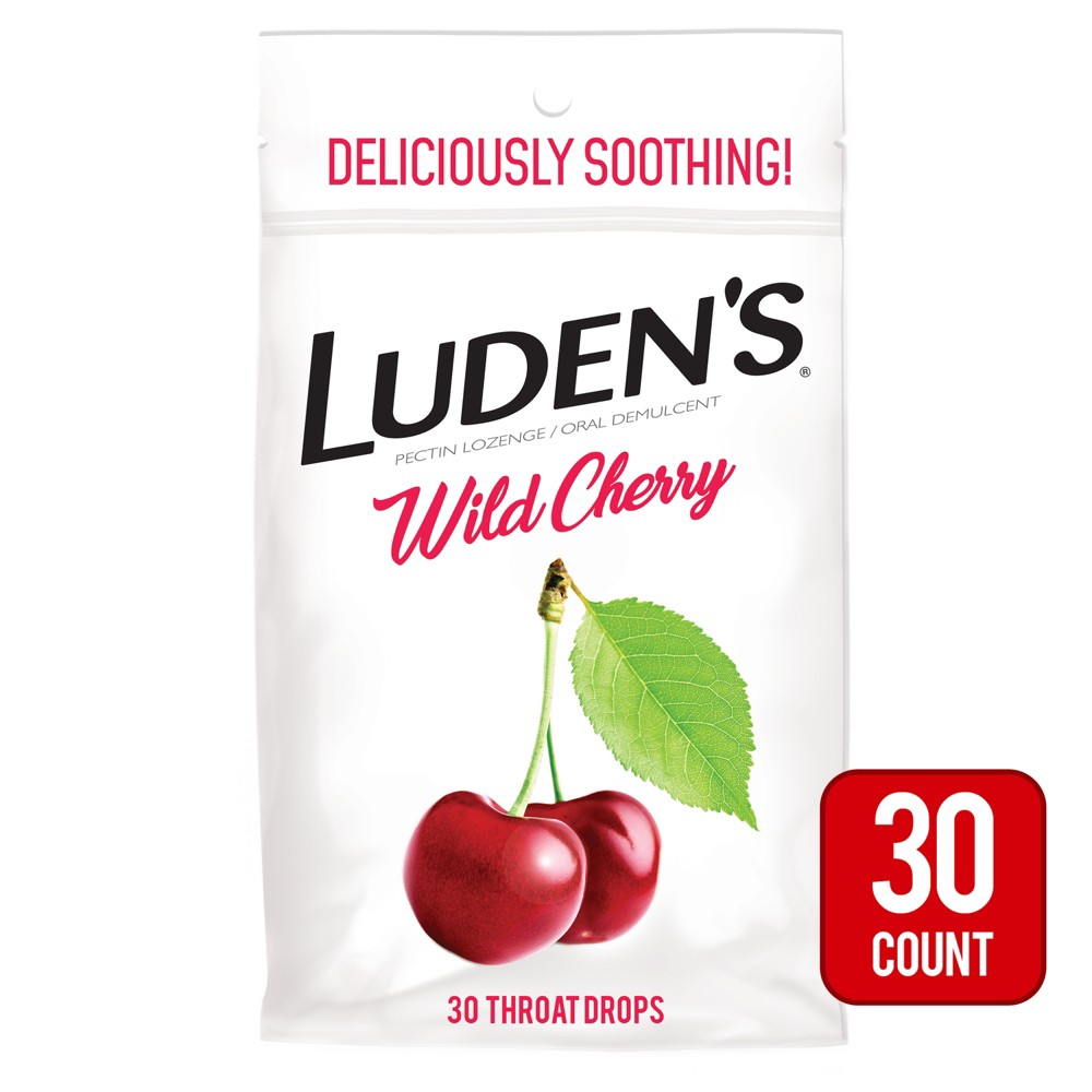 Luden's Soothing Throat Lozenge Drops for Sore & Irritated Throats - Wild Cherry - 30ct