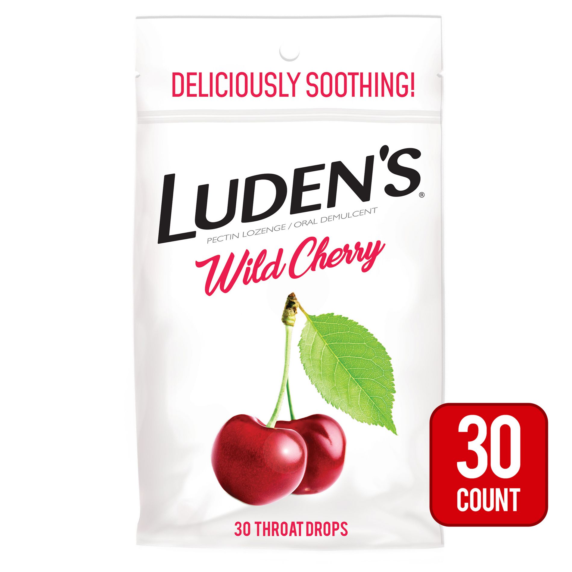 Luden's Soothing Throat Lozenge Drops for Sore & Irritated Throats - Wild Cherry - 30ct