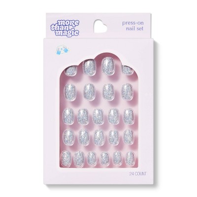 Press-on Nail Glitter Set - 24ct - More Than Magic™ Silver