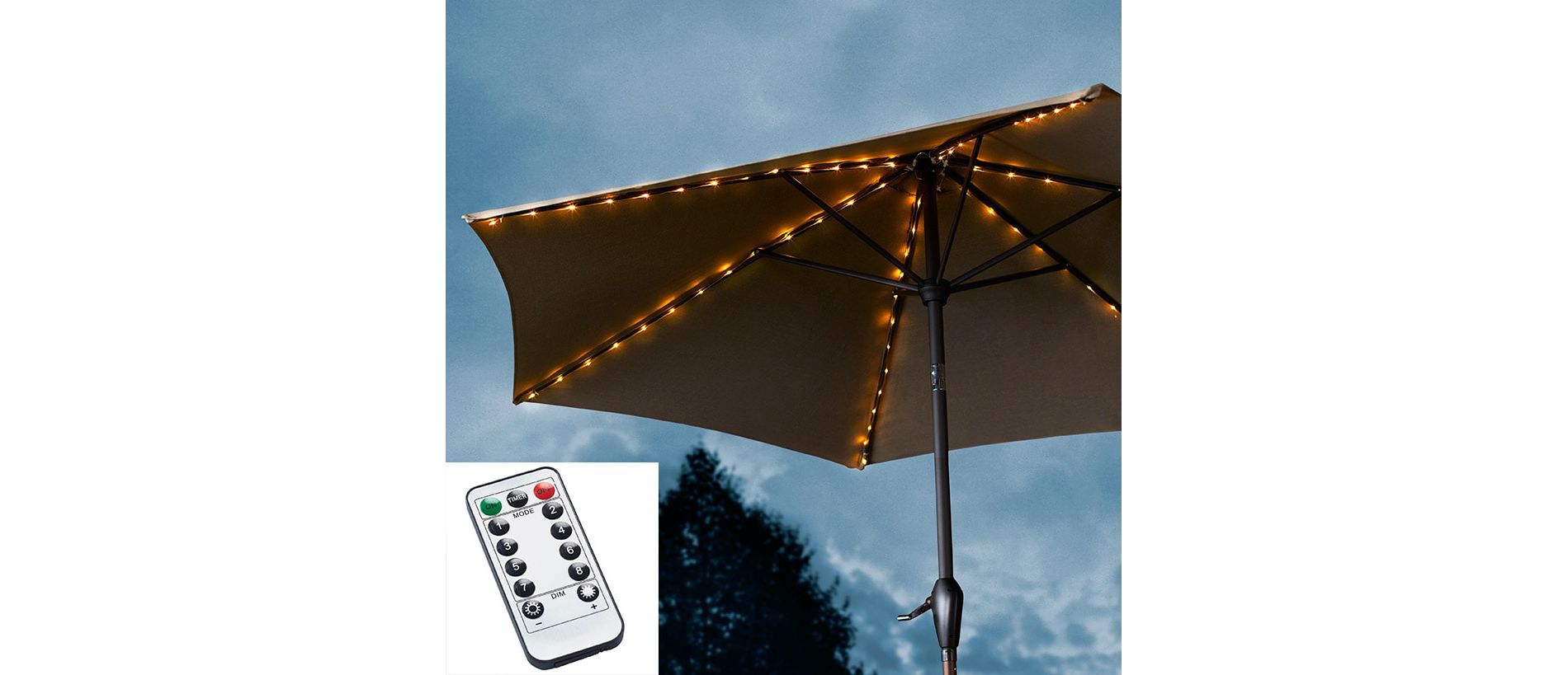 The Lakeside Collection 104 LED Umbrella String Lights with Remote