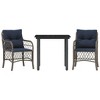 vidaXL 3 Piece Bistro Set with Cushions Gray Poly Rattan - 2 of 4