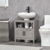 kleankin Pedestal Sink Storage Cabinet, Bathroom Under Sink Cabinet with 2 Doors and Open Shelf, Bathroom Vanity, Gray - 2 of 4