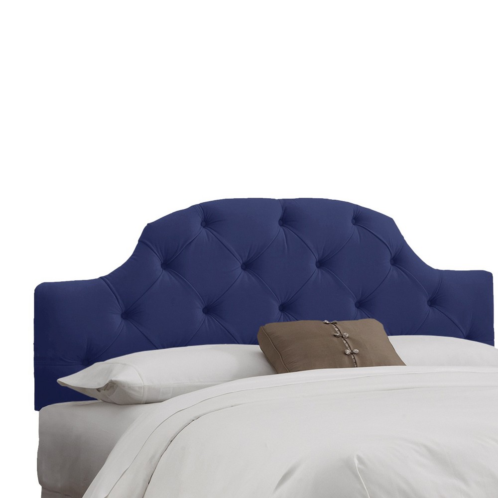 Skyline FurnitureTwin Upholstered Curved Tufted Headboard Velvet Navy