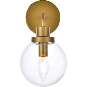 Elegant Lighting Hanson 1 light bath sconce in brass with clear shade - 1 of 4