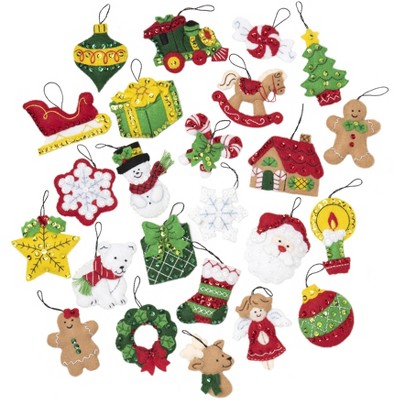 Bucilla Felt Ornaments Applique Kit Set Of 25-Christmas Minis