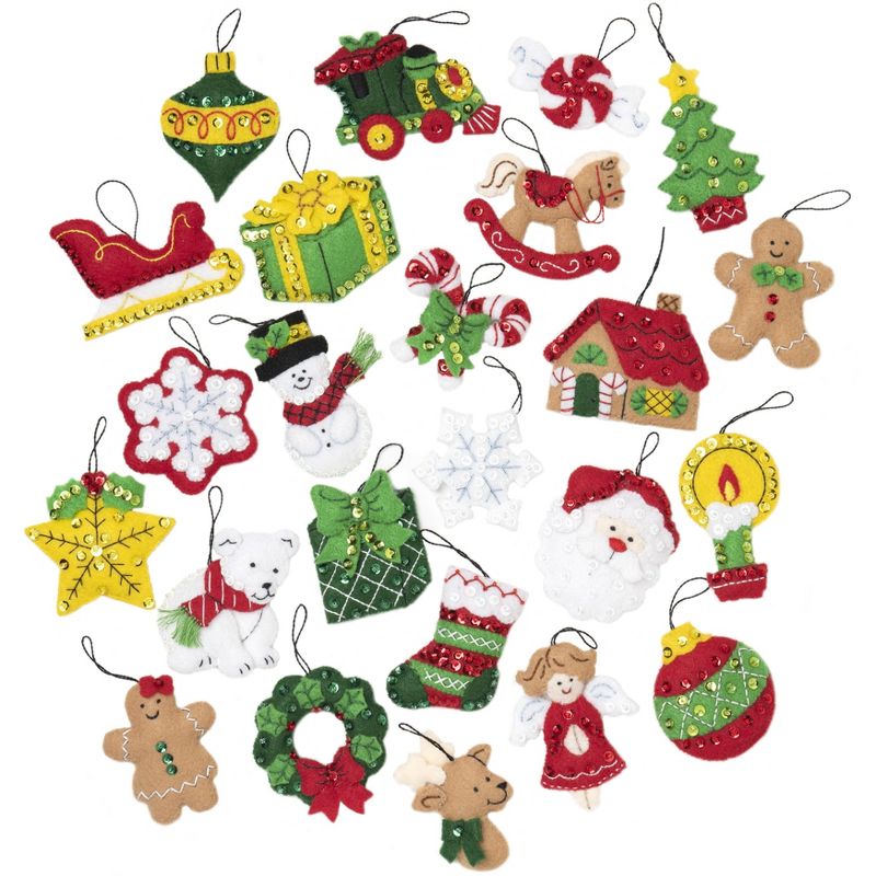 Bucilla Felt Ornaments Applique Kit Set Of 25-Christmas Minis, 1 of 2