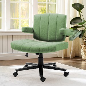 QingMoon Criss Cross Office Chair, Fabric Desk Chair, Modern Style Swivel Computer Chair with Adjustable Wide Armrests for Home Office - 1 of 4