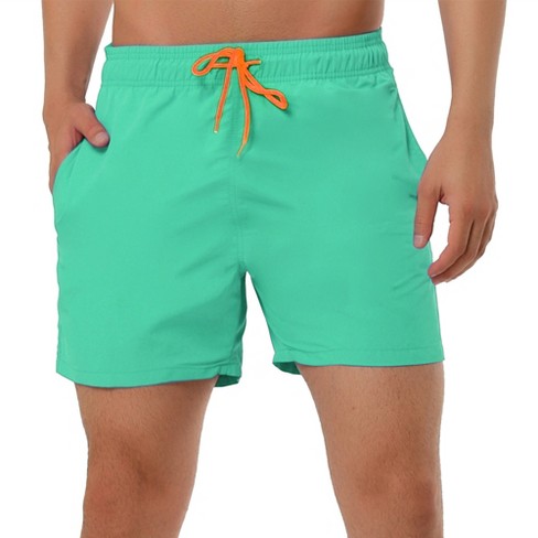 Lars Amadeus Men's Summer Beach Solid Color Mesh Lining Drawstring