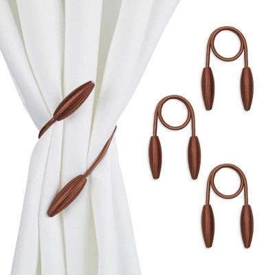 Juvale 2 Pairs Brown Rope Curtain Tiebacks, Holdbacks for Drapes (21 in)