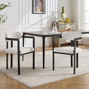 KTMBDW Metal Dining Chairs Set of 2, Modern Fabric Upholstered Kitchen Side Chairs, Farmhouse Dining Room Chair - 1 of 4