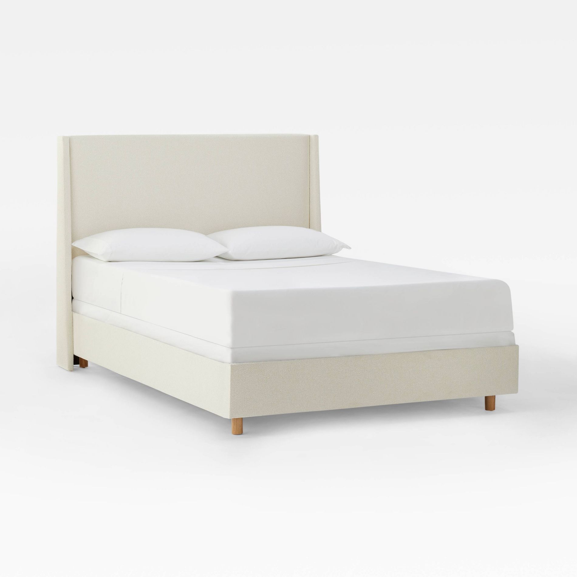 King Encino Fully Upholstered Bed Cream Boucle