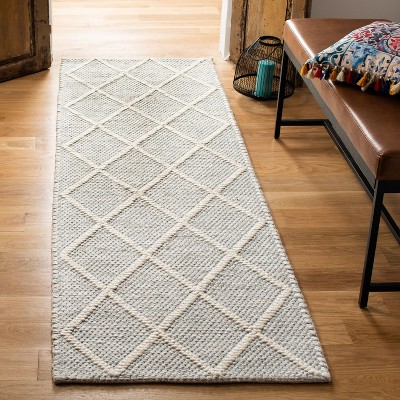 Hand-Tufted Silver and Ivory Wool Runner Rug