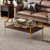 MAYEERTY Rectangle Coffee Table with Gray Tempered Glass top and Golden Legs, Modern Table for Living Room - 3 of 4