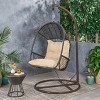 Malia Outdoor Wicker Hanging Chair with Stand Brown/Tan - Christopher Knight Home: Patio Swing, Weather-Resistant - 2 of 4