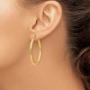 Black Bow Jewelry 3mm x 40mm 14k Yellow Gold Textured Round Hoop Earrings - 3 of 4