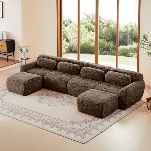U-Shaped Sectional Sofas with 32D High-Density Sponge, Ergonomic Design, and Anti-Slip Base - 1 of 4