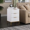 Gulches Mid-Century Modern Nightstand - 3 Drawers White Bedside Table with Handles, Unique Wavy Drawer Panels, Versatile End Table for Bedroom - 2 of 4