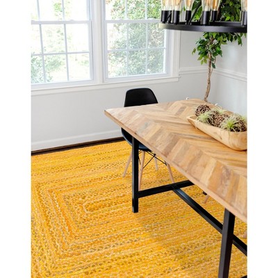 Handmade Boho Medallion Braided Rug in Vibrant Blue and Orange