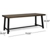Rustic 3-Piece Outdoor Patio Picnic Dining Set with 2 Benches, Acacia Wood and Iron Frame - 3 of 4