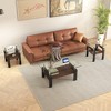 Glass Coffee Table End Table Center Table Cocktail Table Sofa Side Table Accent Table with Wood Shelf & Metal Legs - ModernLuxe - 4 of 4