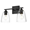 Elegant Lighting Harris 2 light Black and Clear Bath Sconce - 3 of 4