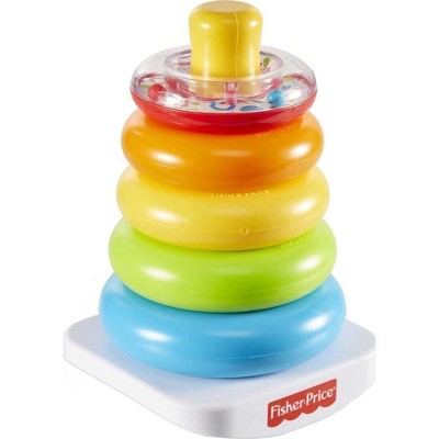 Fisher-Price Baby Stacking Toy Rock-A-Stack, Roly-Poly Base with 5 Colorful Rings