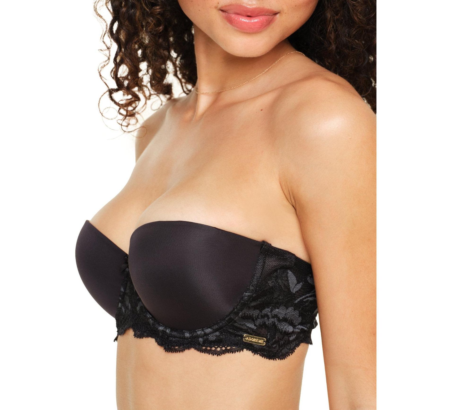 Adore Me Women's Lyza Balconette Bra 32H / Jet Black.