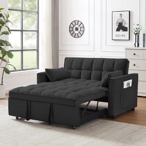 3 in 1 Convertible Sleeper Sofa Bed, Modern Velvet Loveseat Futon Sofa Couch w/Pullout Bed,Small Love Seat Lounge Sofa w/Reclining Backrest - 1 of 4