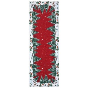 Acekool Snowman Cabin Pine Forest Christmas Rug Holiday Decor Subtle Washable Low Profile Non-Slip Mat for Entryway Bedroom Living Room - 1 of 4