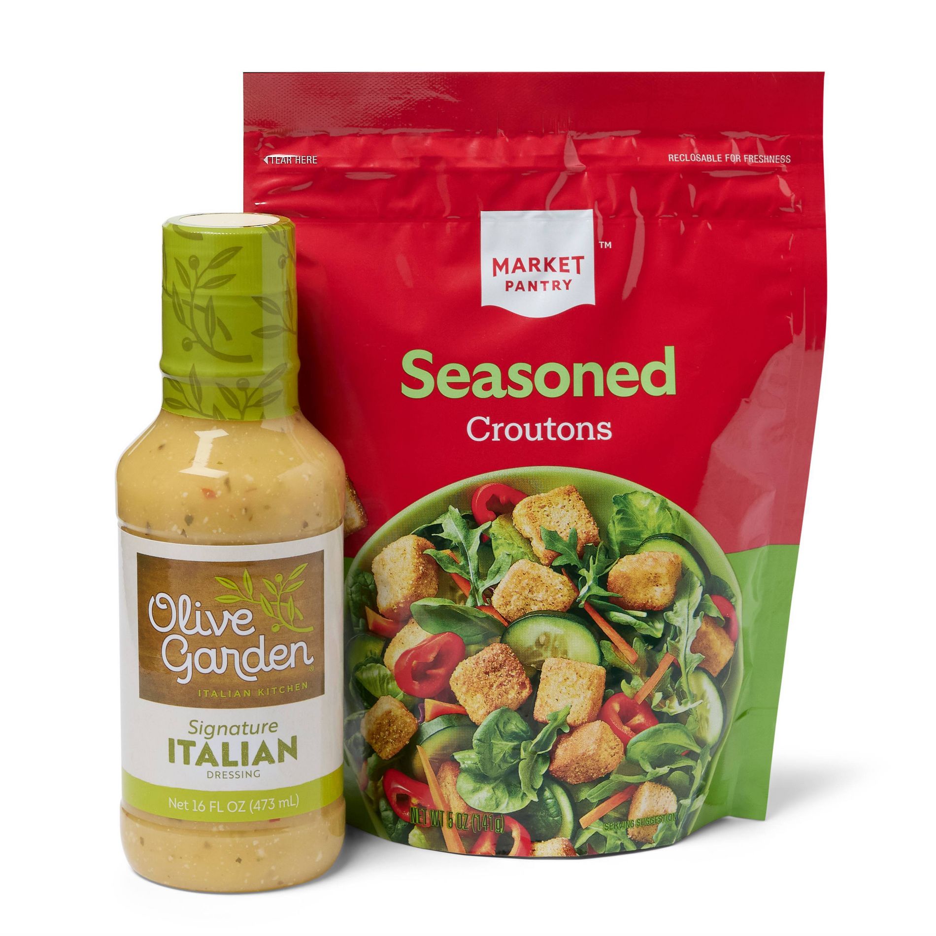 Market Pantry™ 5oz Seasoned Croutons + Olive Garden 16 fl oz Italian Salad Dressing