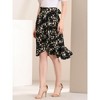 Allegra K Women's Floral Printed Self Tie Knot High-Low Ruffle Hem Wrap Skirt - 4 of 4