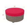 Universal Large Round Ottoman, Willow Flat Wicker with Sunbrella Seat Cushion, 34 in L x 34 in W x 18 in H - 3 of 4