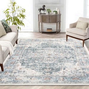 Vintage Printed Non Slip Area Rug Distressed Washable Soft Low Pile Indoor Non Shedding Accent Carpet for Living Room Bedroom - 1 of 4