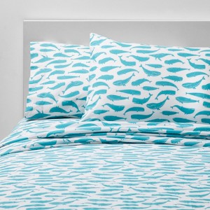 3pc Twin Friendly Fins Cotton Sheet Set Blue - Pillowfort
