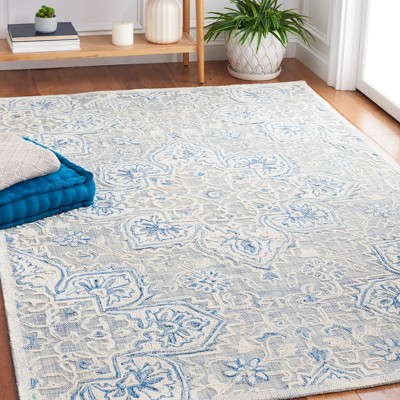 Hand-Tufted Blue and Ivory Wool 3'x5' Area Rug