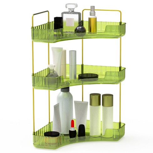 NewHome "3-Tier Corner Bathroom & Vanity Organizer Shelf for Makeup, Perfume, Cosmetics, Clear Tray Rack" Green - image 1 of 4