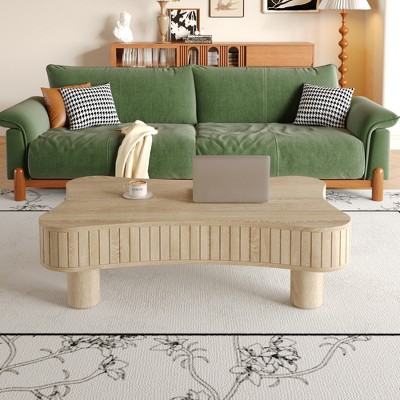 VYNXARIA Lift Top Coffee Table for Living Room 42"£¬Fluted Panel Hidden Storage£¬Antique Natural