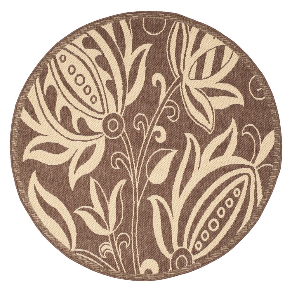 7'10in Round Gori Outdoor Rug Chocolate/Natural - Safavieh