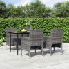 vidaXL Patio Dining Set Outdoor Dining Set Table and Chair Set for Garden - Gray and Black 63" Table Length 5 Piece with Cushions - 2 of 4