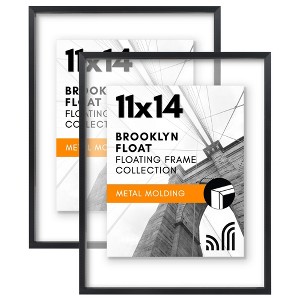 Americanflat Aluminum 11x14 Floating Picture Frame - Set of 2 - Use as 8x10 Frame or Display 11x14 Photo - Signature Float Collection - Black - 1 of 1