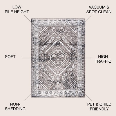 Modern Boho Medallion Washable Rug in Brown/Ivory - 3x5 Feet