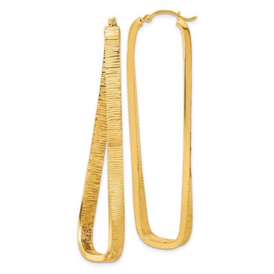 Black Bow Jewelry 4mm, Textured Twisted Oval Hoops in 14k Yellow Gold, 60mm (2 3/8 Inch)