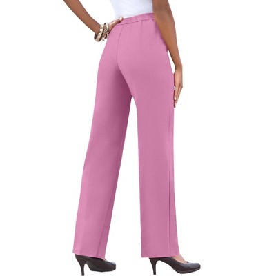 Roaman's Women's Plus Size Tall Classic Bend Over Pant - 40 T, Pink : Target